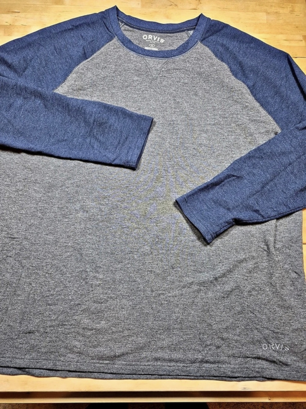 Orvis Classic Collection Raglan Long Sleeve Tee Gray & Blue XL